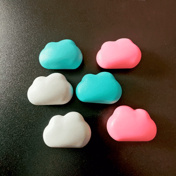 Koelkastmagneet Wolkjes 6 stuks in kleuren blauw roze wit