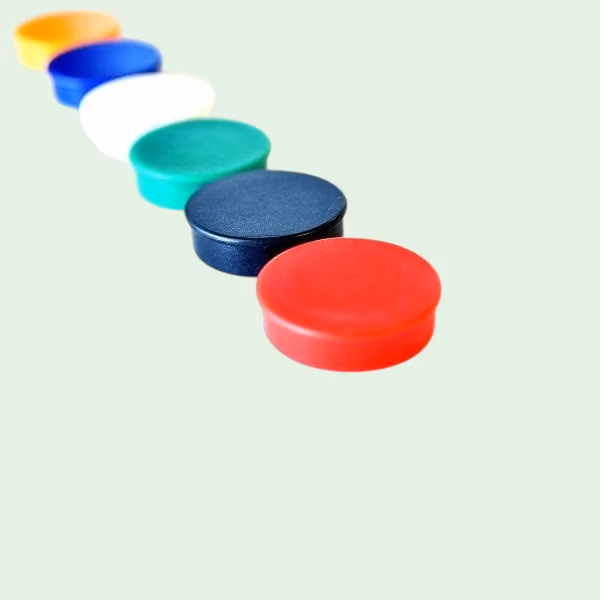 Gekleurde voordelige whiteboardmagneten van Desq van 30mm op een rij