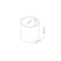 Schema van de maatvoering van een magnetisch bakje cylinder 6cm