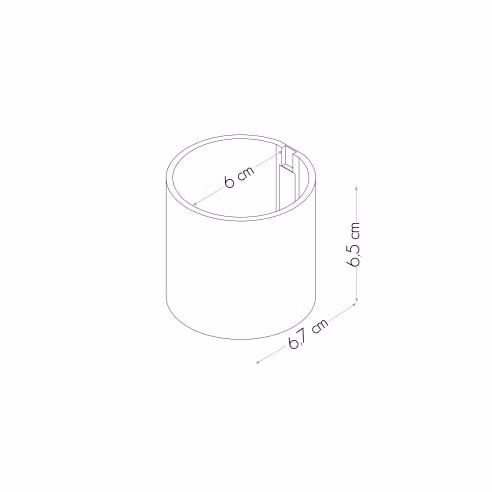 Schema van de maatvoering van een magnetisch bakje cylinder 6cm