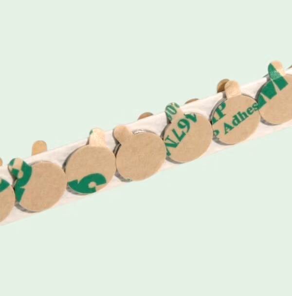 Rijtje van zelfklevende magneten in schijfjes