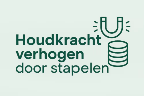 Houdkracht van magneten verhogen door stapelen – informatieve afbeelding in mintgroene stijl van MagneetjesWinkel.nl