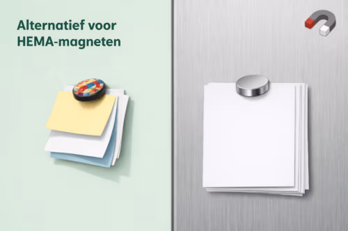 Alternatief voor HEMA magneten met sterke neodymium magneet die meerdere A4-vellen vasthoudt op een metalen oppervlak – MagneetjesWinkel.nl