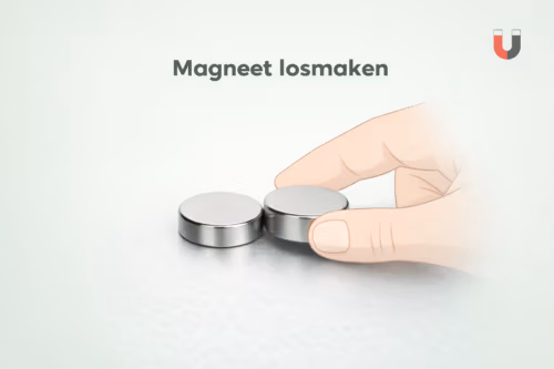Veilig losmaken van een vastzittende neodymium magneet door gecontroleerd schuiven en draaien – uitgelegd door MagneetjesWinkel.nl
