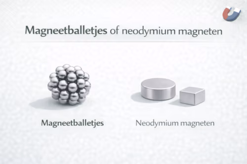 Vergelijking van magneetballetjes en neodymium magneten op een neutrale achtergrond – MagneetjesWinkel.nl