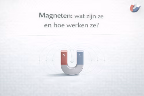 U-vormige magneet met subtiele magnetische veldlijnen, illustratie bij uitleg over wat magneten zijn en hoe ze werken – MagneetjesWinkel.nl